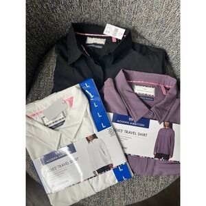 New Lot Of 3 Modern Ambition Womens Travel Shirt Violet Black White Large